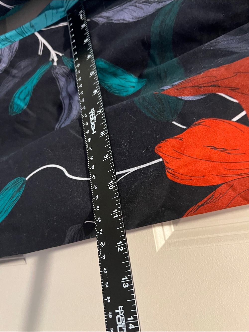 The Kit | Wide-Leg Floral Print Pants in Black with Coral & Teal Blooms - Picture 10 of 11